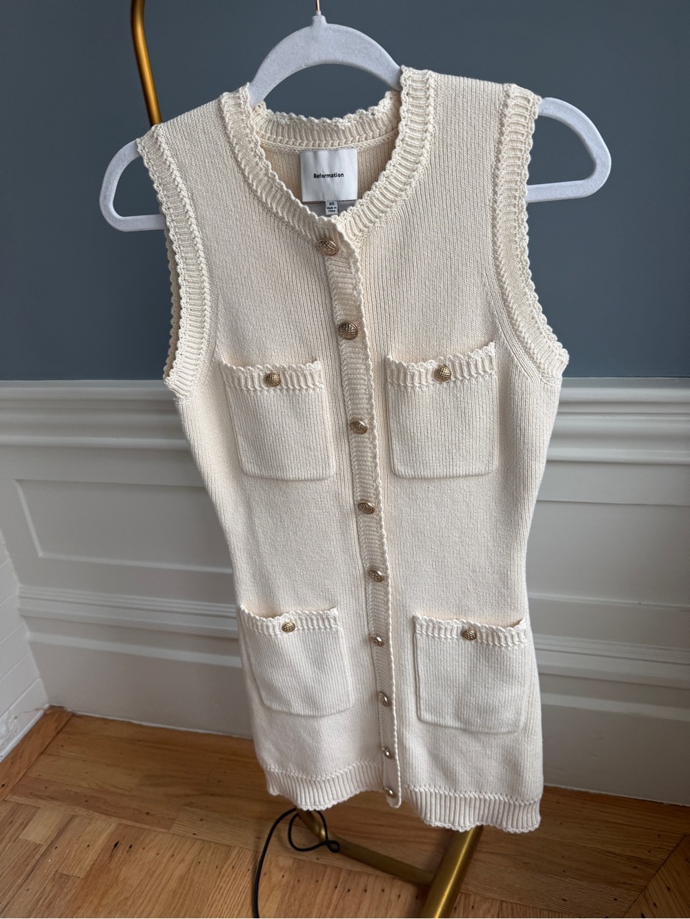 Reformation XS Catalina Cream Cotton Knit Mini Dress - Picture 2 of 16